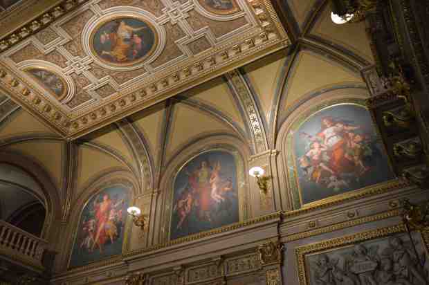 Inside Vienna Opera House -- lobby/main stairway. 
